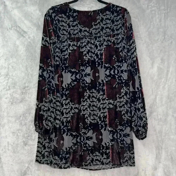 Abercrombie & Fitch Mini Dress S Floral Burnout Lined Black Burgundy Whimsigoth - Picture 9 of 14